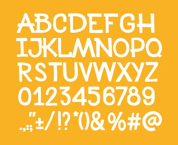 键入字母、 数字和标点符号的手画板字母笔迹 abc 矢量字体 — 图库矢量图片