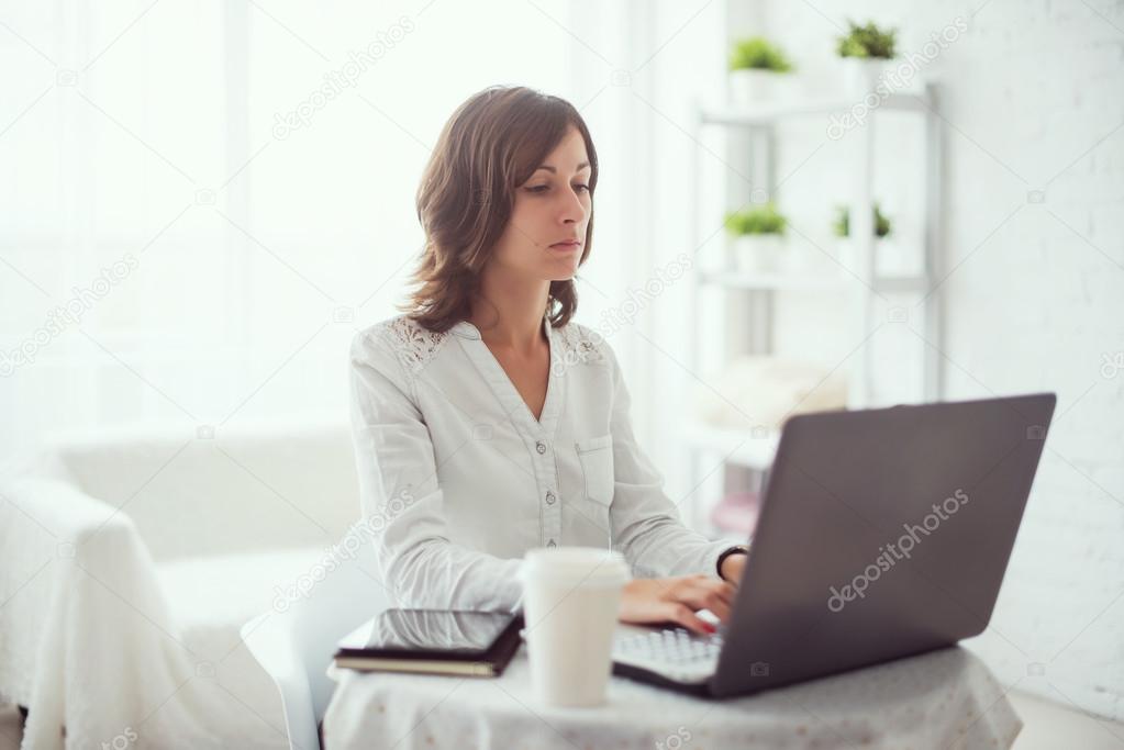 Freelancer using laptop,