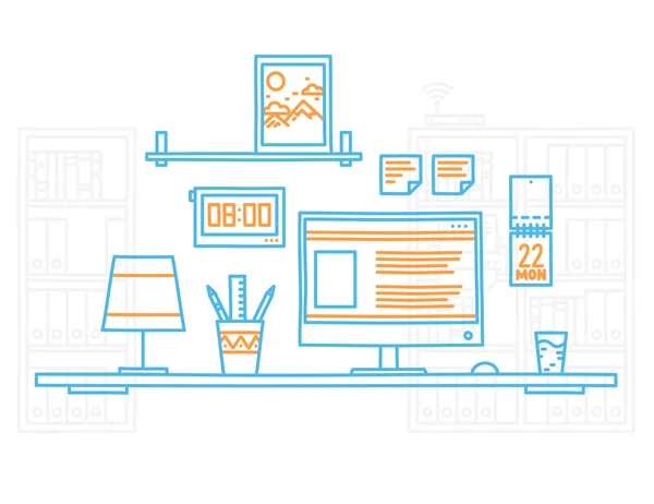 Oficina diseñador de interiores lugar de trabajo — Archivo Imágenes Vectoriales