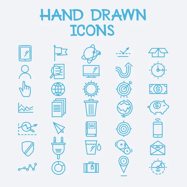 Hand drawn line icons — Stock Vector