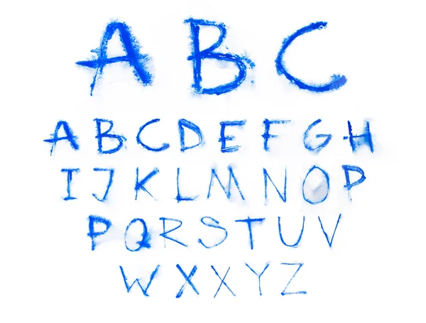 Tipo di carattere acquerello acquerello manoscritto disegnato a mano doodle abc alfabeto lettere maiuscole — Foto Stock