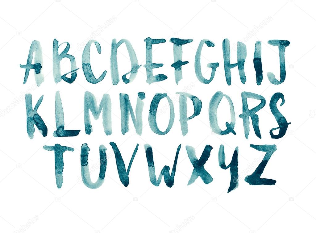 Watercolor aquarelle font type