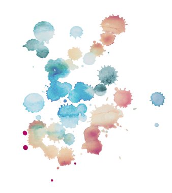 Soyut suluboya aquarelle elle çizilmiş renkli boya sıçramak leke leke