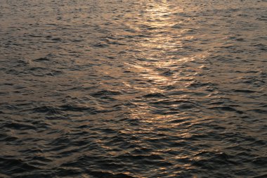 Dalgalar deniz ve gün batımı ışığında.