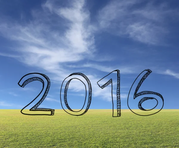 Handgezeichnete Zahlen zeigen das Jahr 2016. — Stockfoto