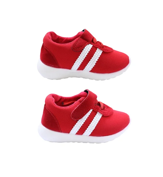 Baby röda skor isolerad på vit bakgrund. — Stockfoto