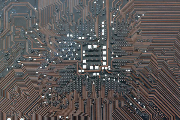 Brown electronics background of computer mainboard. — Stock Photo, Image