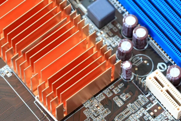 Socket electronics components on PC computer mainboard. — Stock Photo, Image