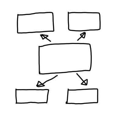 Kavram grafiklerde boş geometrik şekiller el çekilmiş simgesi