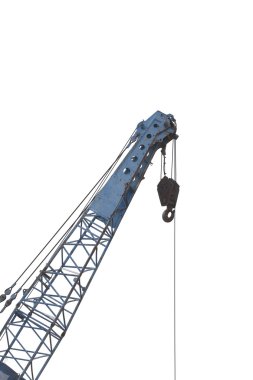 beyaz izole ağır makine Fabrikası'nın büyük vinç.