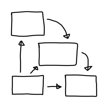 Kavram grafiklerde boş geometrik şekiller el çekilmiş simgesi