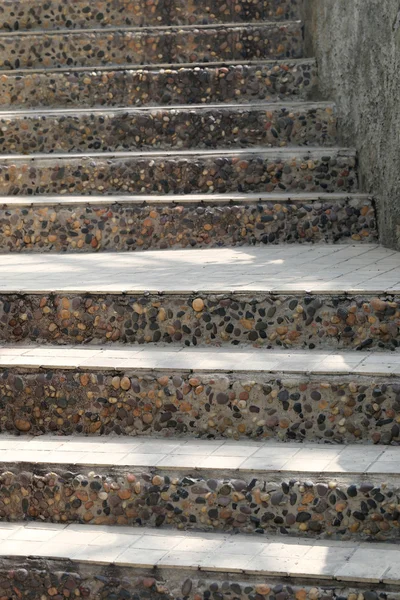 Walkway of stairs built of stone and concrete in the front view. — Stock Photo, Image