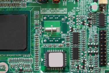 Pc bilgisayar anakart üzerinde yuvası elektronik bileşenleri.