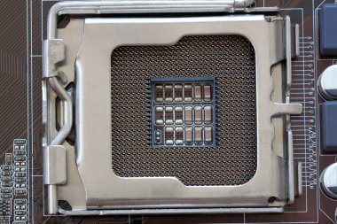 Pc bilgisayar anakart üzerinde yuvası elektronik bileşenleri.