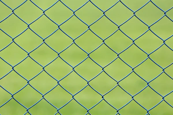 Wire mesh of stalen kooi van groen gazon in de tuin. — Stockfoto