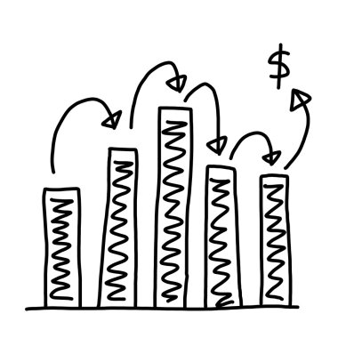 Üst noktaya veri kavramı için büyüyen bir grafik grafik el çekilmiş