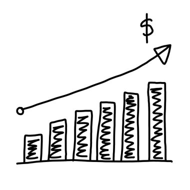 Üst noktaya veri kavramı için büyüyen bir grafik grafik el çekilmiş