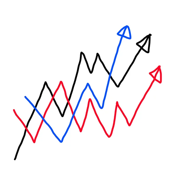 Dibujado a mano un gráfico gráfico al punto superior datos crecientes al concepto — Foto de Stock