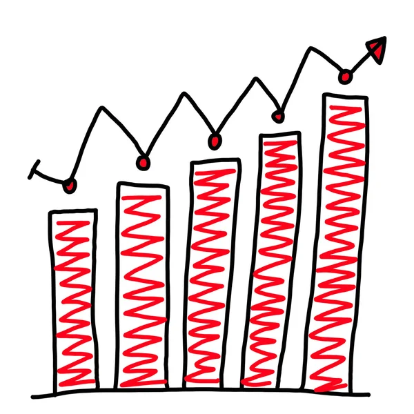 Mão desenhado um gráfico gráfico para o ponto superior crescente de dados para conceito — Fotografia de Stock