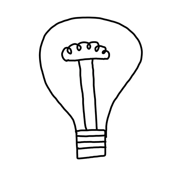 Handgezeichnetes Symbol der Glühbirnen-Idee auf weißem Hintergrund. — Stockfoto