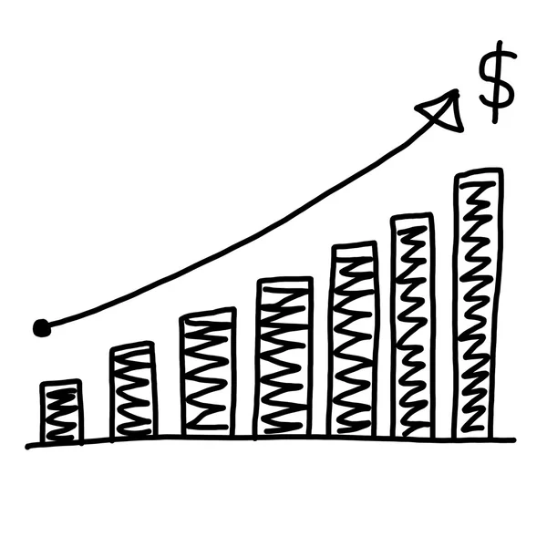 Hand zeichnete eine Grafik-Graphik an Spitze Punkt wachsende Daten zu Konzept — Stockfoto