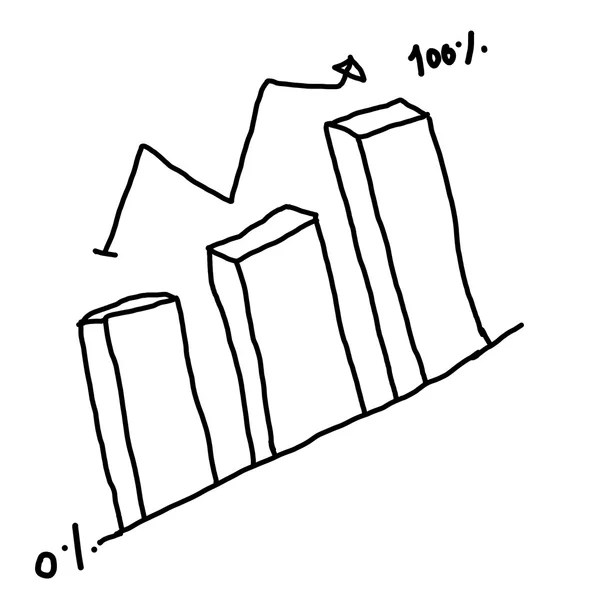 Ručně tažené grafika graf do horního bodu rostoucí dat do konceptu — Stock fotografie
