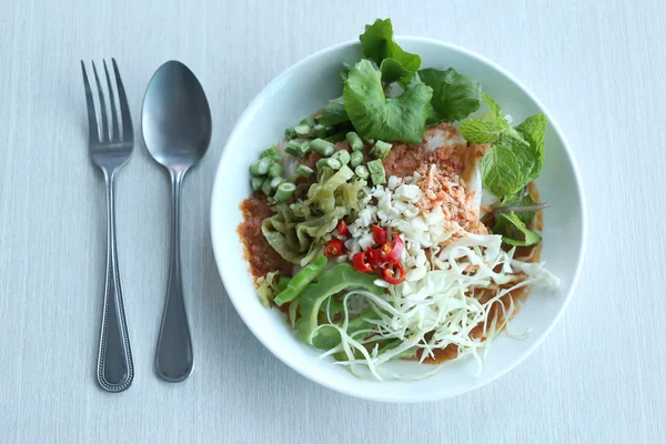 Local Thai foods of Rice Vermicelli is name KHANOM CHIN. — Stock Photo, Image