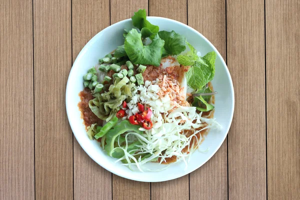 Local Thai foods of Rice Vermicelli is name KHANOM CHIN. — Stock Photo, Image