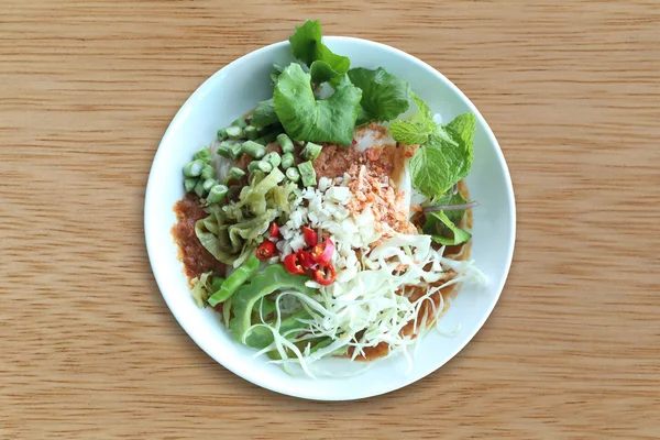 Local Thai foods of Rice Vermicelli is name KHANOM CHIN. — Stock Photo, Image