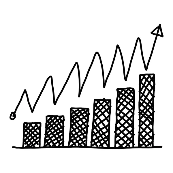 손으로 그린 그래프 표시 막대 비즈니스 데이터 processi의 개념을 — 스톡 사진