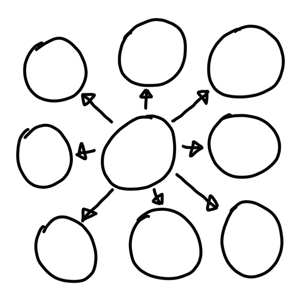 Hand dras en grafik symboler geometriska former graf till insatsen i — Stockfoto