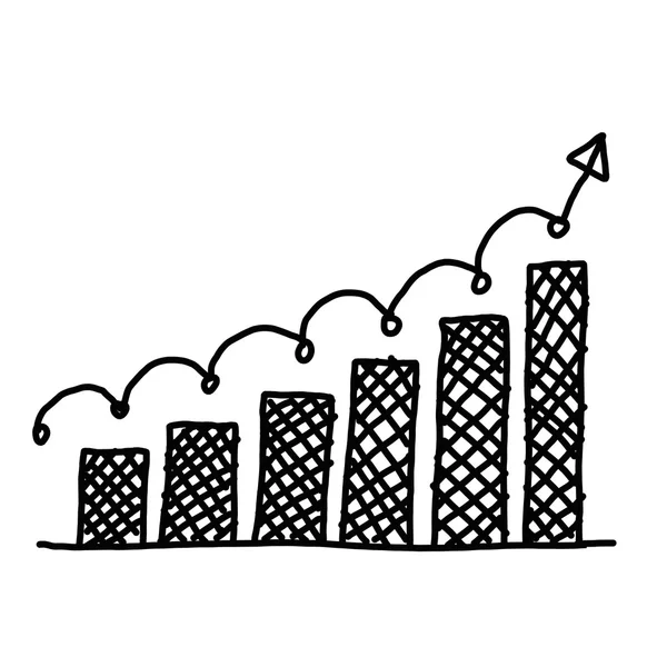 손으로 그린 그래프 표시 막대 비즈니스 데이터 processi의 개념을 — 스톡 사진