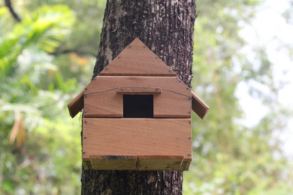 Réplica de casa de esquilo animal em uma árvore no jardim . — Fotografia de Stock