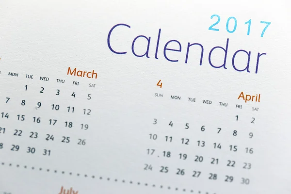 Testo sul calendario mostra nel 2017 anno . — Foto Stock