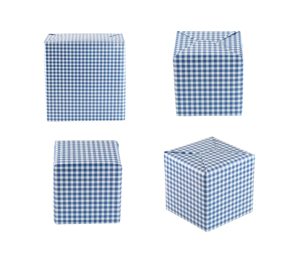 Conjunto de caja de regalo azul aislado sobre fondo blanco . — Foto de Stock