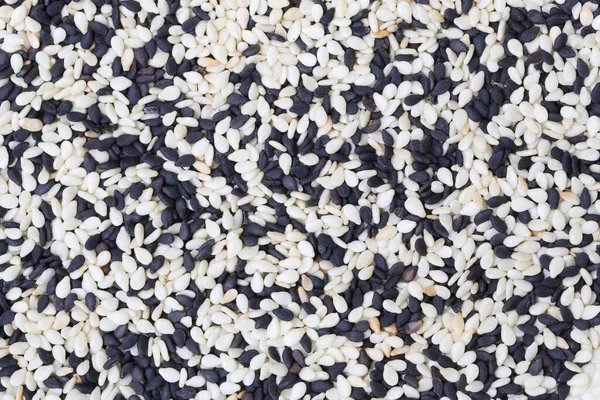 Черные Семена Кунжута Смешанные Кунжутом Фон Дизайна Вашей Концепции Питания — стоковое фото