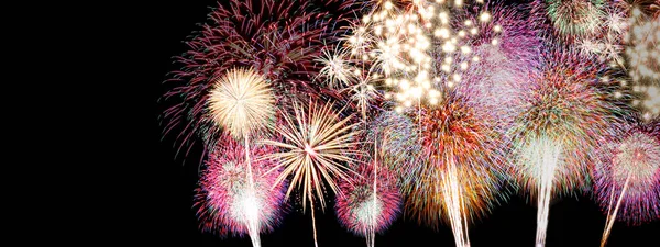 Fuochi Artificio Colorati Sfondo Nero Festival Dei Fuochi Artificio Nel — Foto Stock