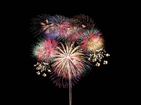 Fuochi Artificio Colorati Sfondo Nero Festival Dei Fuochi Artificio Nel — Foto Stock