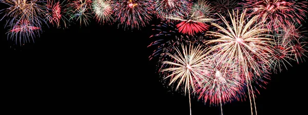 Fuochi Artificio Colorati Sfondo Nero Festival Dei Fuochi Artificio Nel — Foto Stock