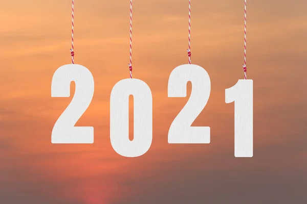 2021 Texte Suspendu Par Une Corde Dans Concept Nouvelles Années — Photo