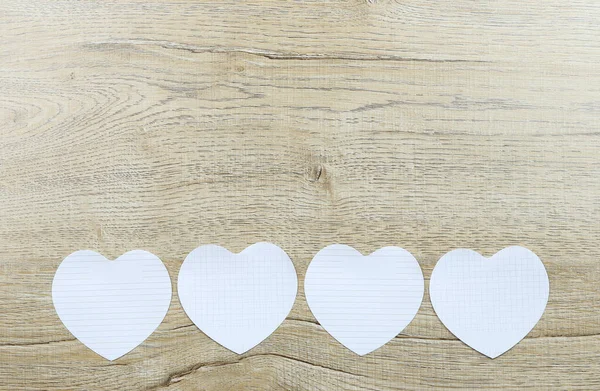Leeres Weißes Papier Herzform Auf Holzboden Und Haben Kopierraum — Stockfoto