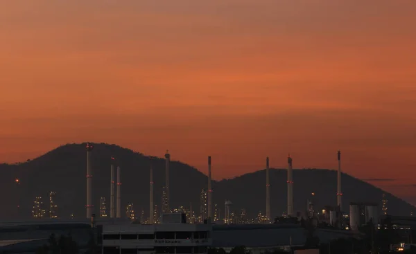 View Oil Refinery Twilight Large Oil Refinery Thailand — Stock Photo, Image