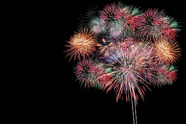 Colorful Fireworks Black Background Fireworks Festival New Year Concept — Stock Photo, Image