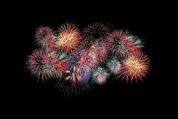 Colorful Fireworks Black Background Fireworks Festival New Year Concept — Stock Photo, Image
