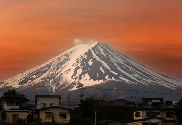 Fuji Und Die Stadt Abend Auf Dem Abendhimmel Blick Auf — Stockfoto