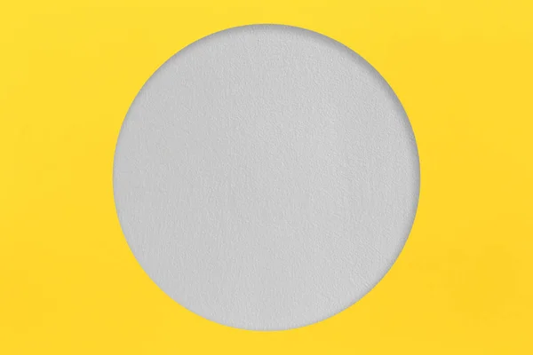 Gelbes Papier Wird Auf Das Graue Papier Und Die Kreisform — Stockfoto