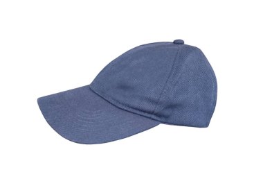 Beyaz arka planda izole edilmiş mavi kumaş şapka ve kırpma yolları var.