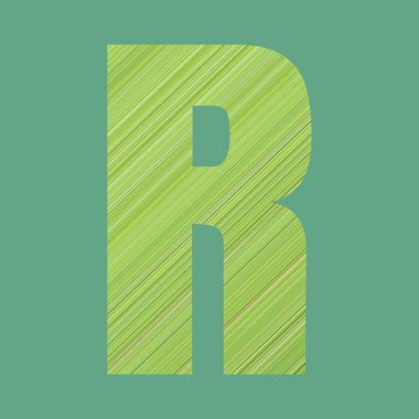 İşinizde tasarım için Pastel yeşil arkaplan üzerinde yeşil desenli R şeklindeki alfabe harfleri.
