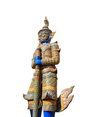 Tayland edebiyatındaki dev heykeller beyaz arka planda izole edilmiş ve kırpma yolları var.