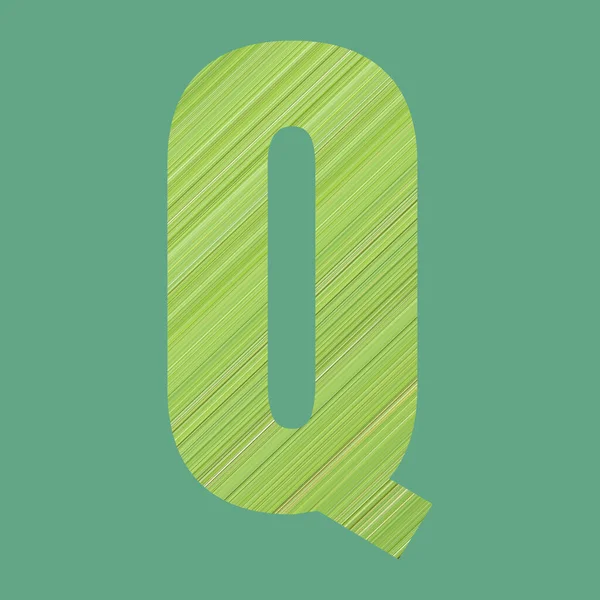 あなたの作品のデザインのためのパステルグリーンの色の背景に緑のパターンスタイルで形状Qのアルファベット文字 — ストック写真